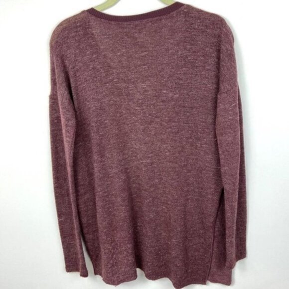 Aritzia Wilfred Sherbrooke Top Heathered Plum Size XXS V-Neck Long Sleeve Knit - Picture 8 of 9